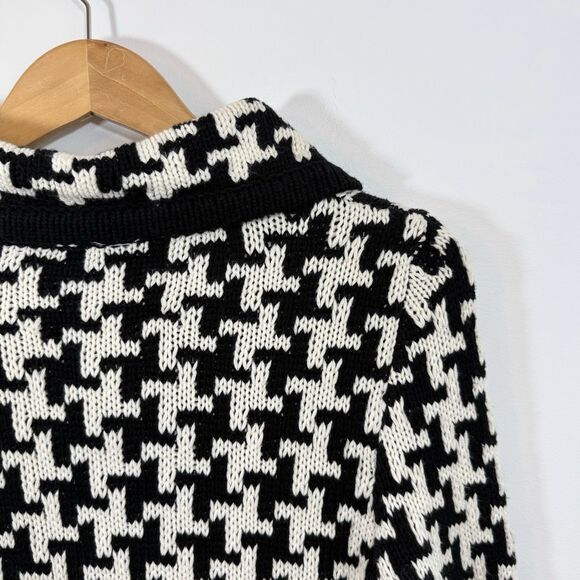 525 America Cardigan Sweater S Black And White Houndstooth Large Button Down - Picture 4 of 14